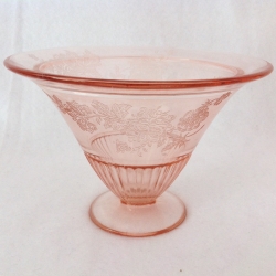 Pink floral Depression Glass Compote